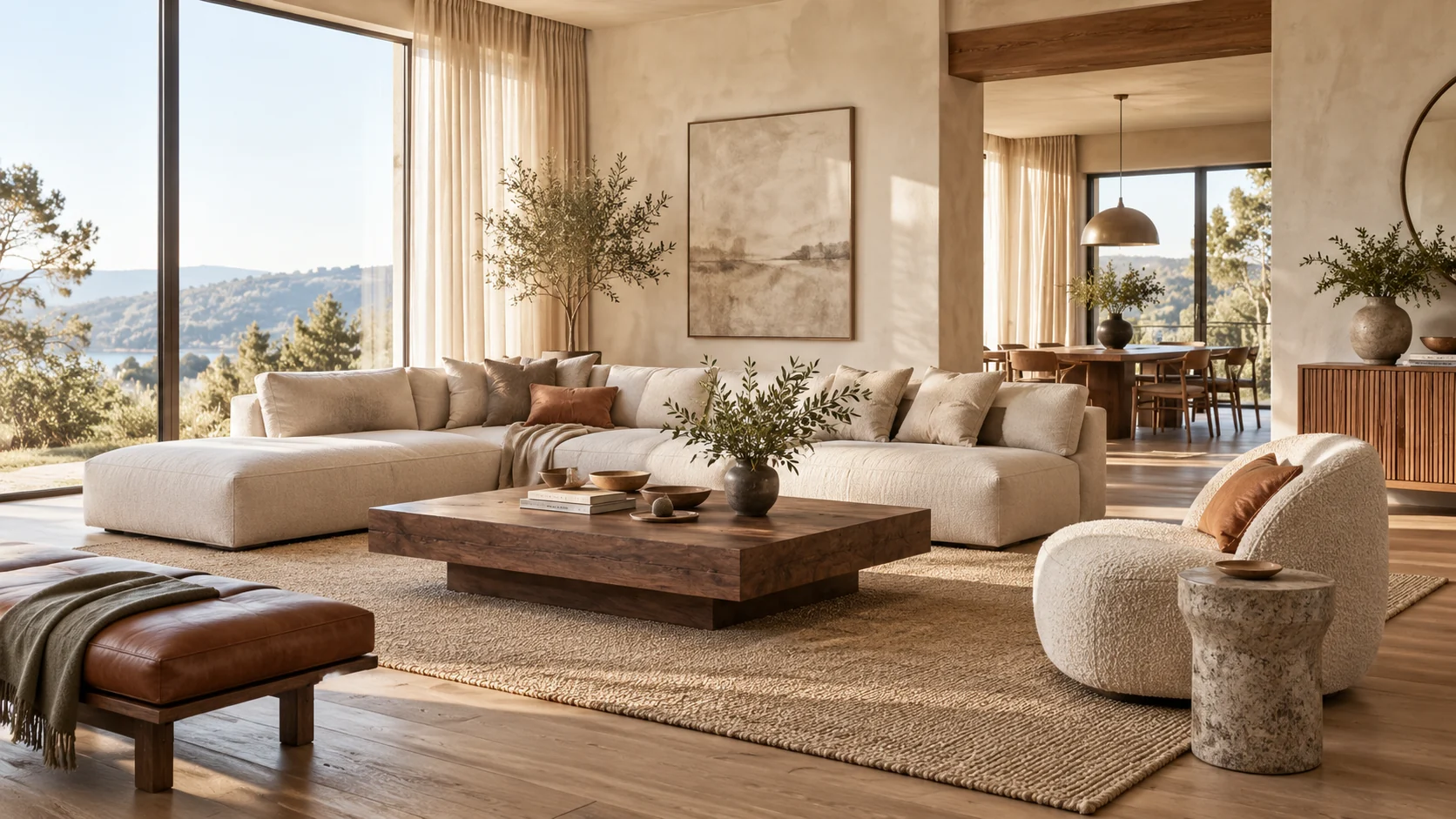 Warm contemporary home furnished with coordinated residential furniture