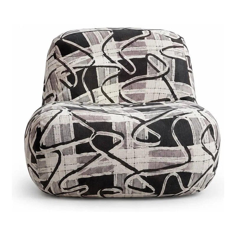 Abstract Print Low Armless Lounge Chair (), front product view