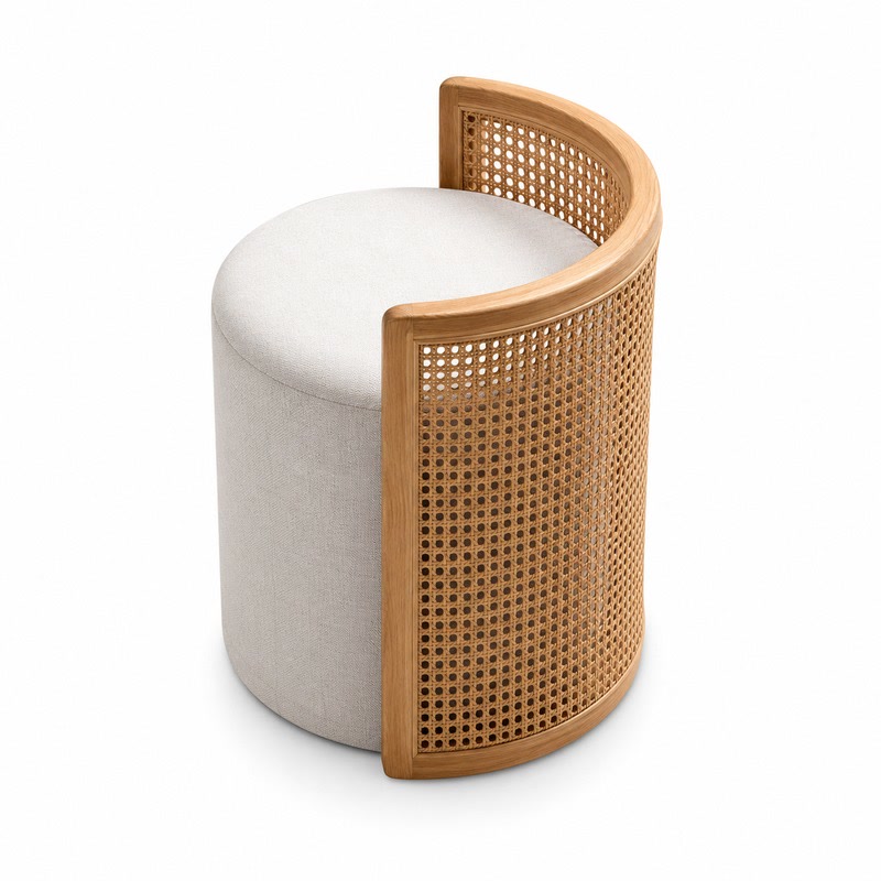 FZ Ash Wood Fabric Dressing Stool, front product view