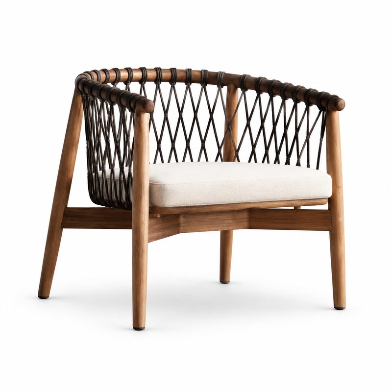 FZ Ash Wood Fabric Lounge Chair, front product view