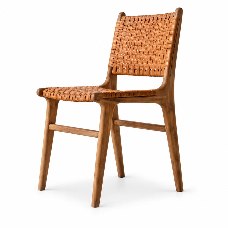 FZ Ash Wood Leather Dining Chair, front product view