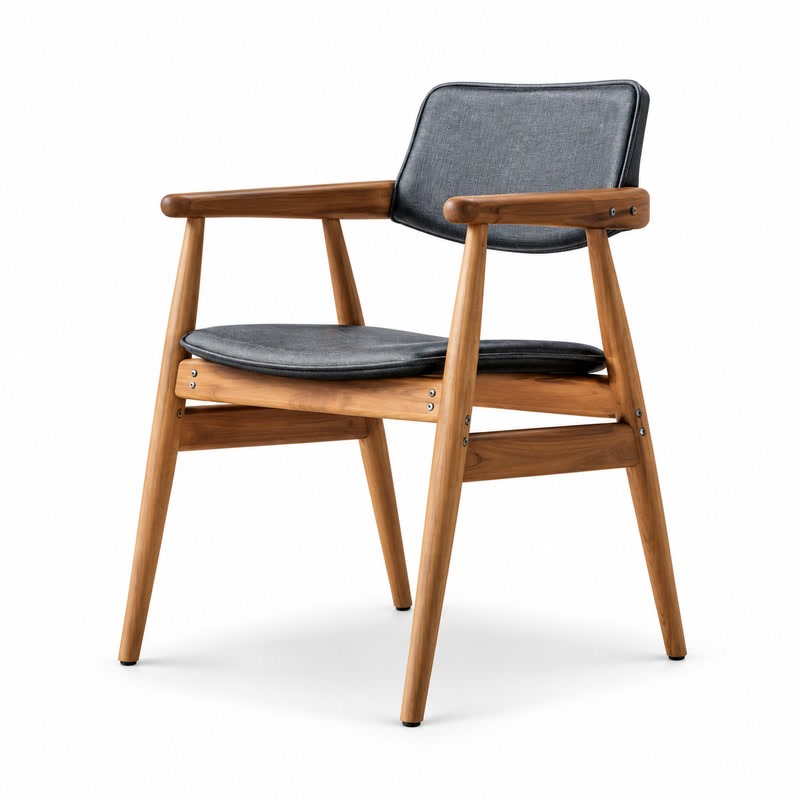 FZ Ash Wood Leather Dining Chair, front product view