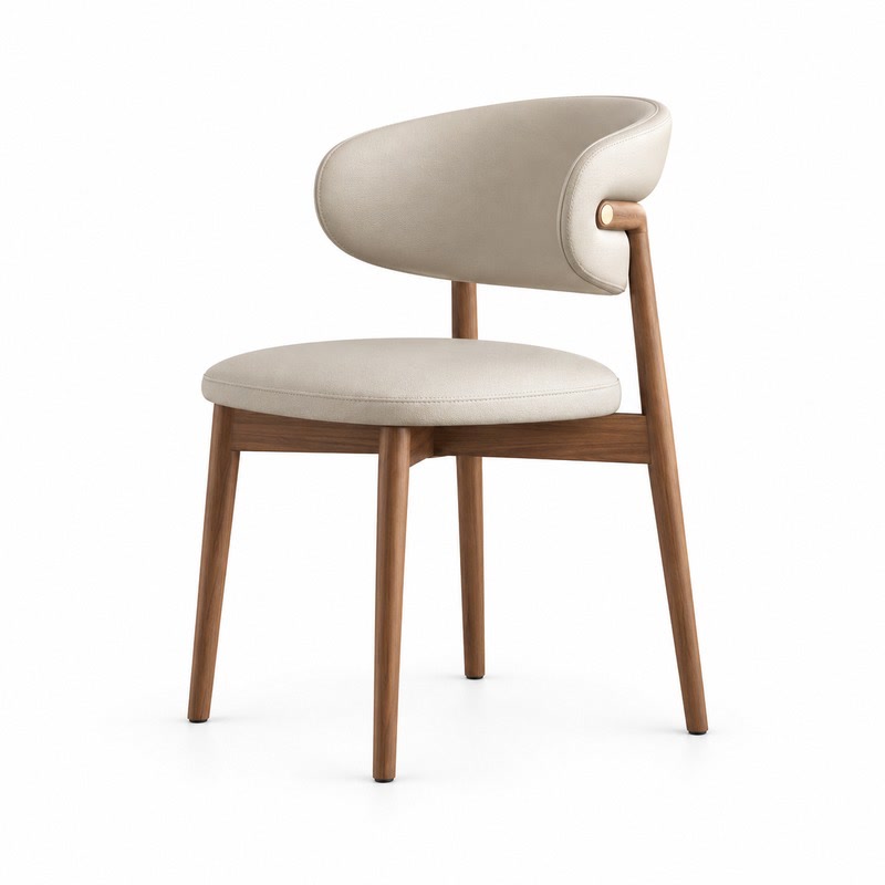 FZ Ash Wood Leather Dining Chair, front product view