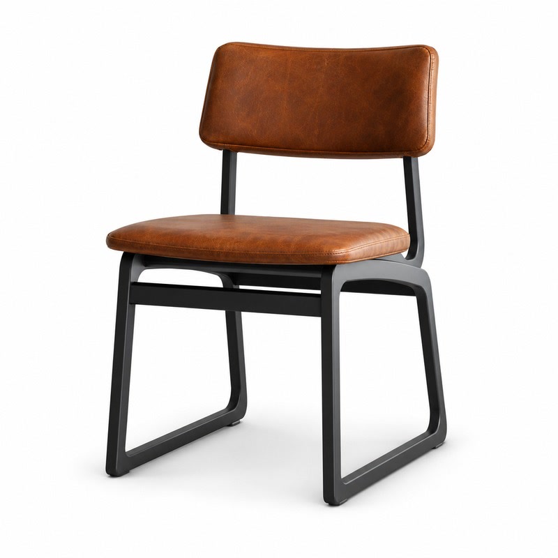 FZ Ash Wood Leather Dining Chair, front product view