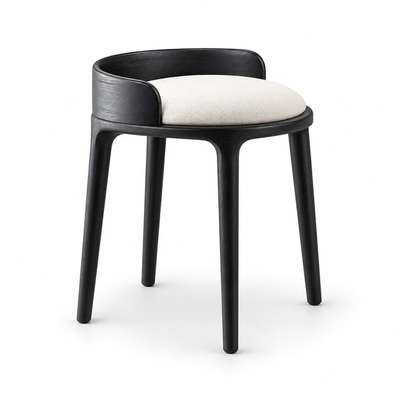 FZ Ash Wood Leather Dressing Stool, front product view