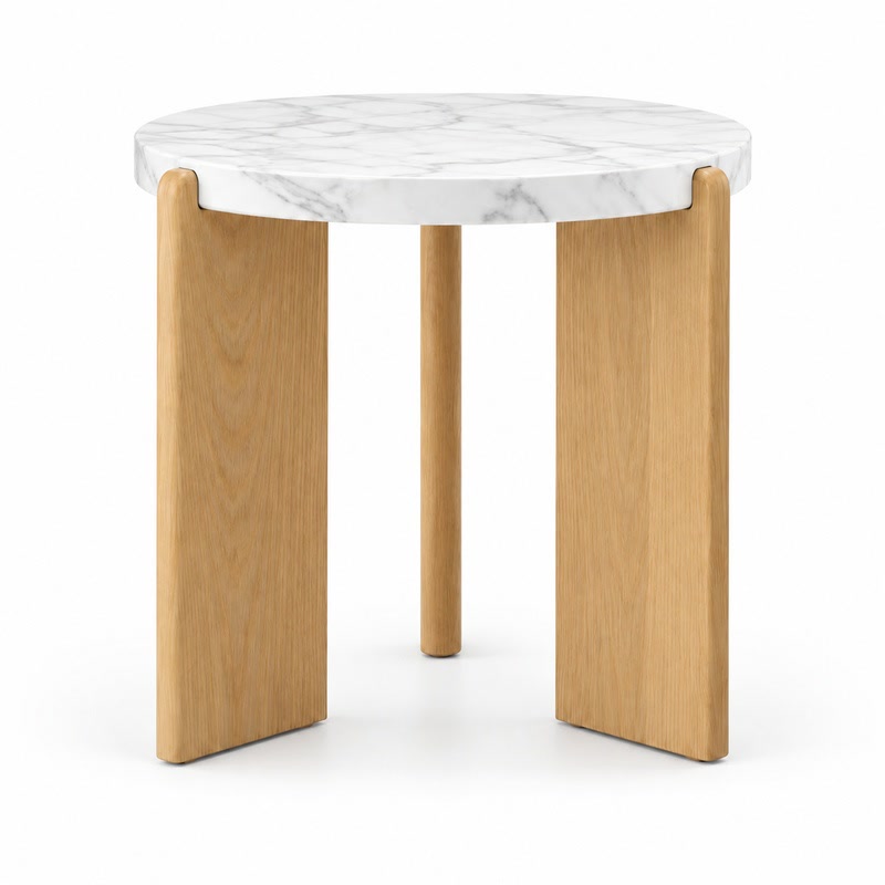 FZ Ash Wood Terrazzo Side Table, front product view