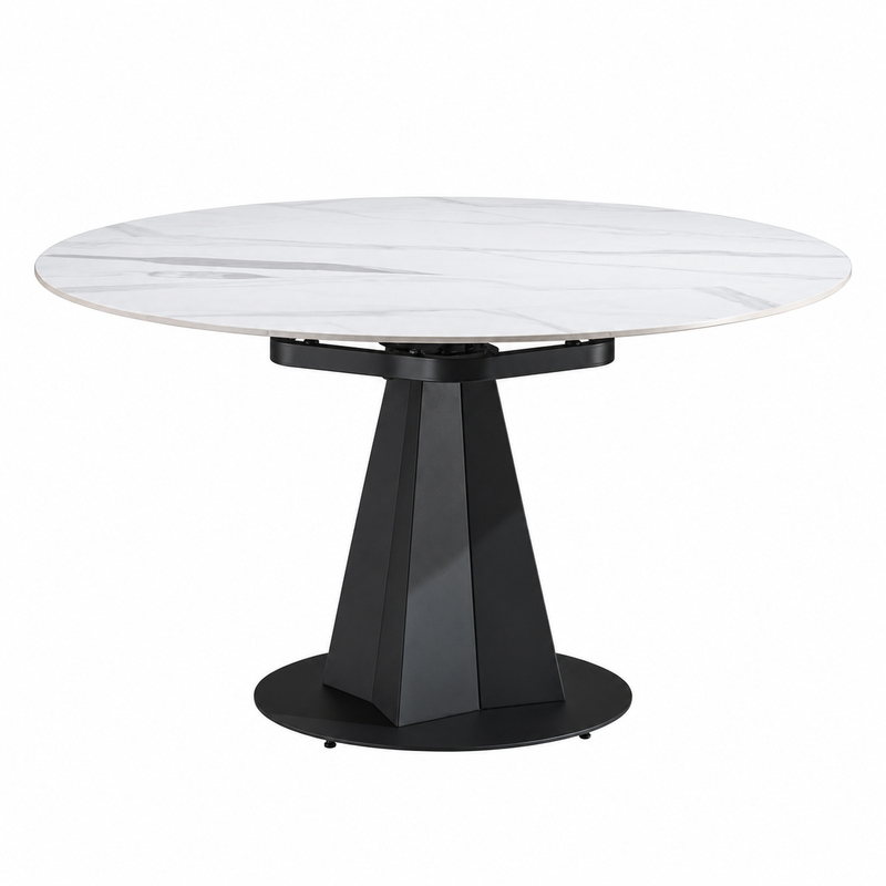 BAKA Dining Table Model 607 — Square and Round Leg Options Dining Table 607 Faceted Pedestal front product view