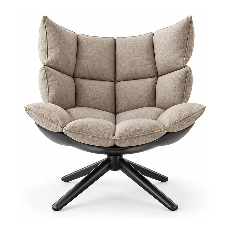Beike Taupe Tufted Shell Swivel Lounge Chair, front product view
