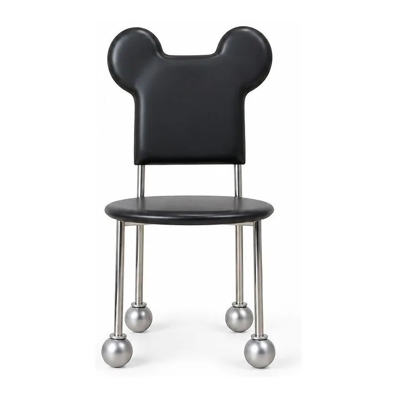 Black Bear Ear Back Metal Chair, front product view