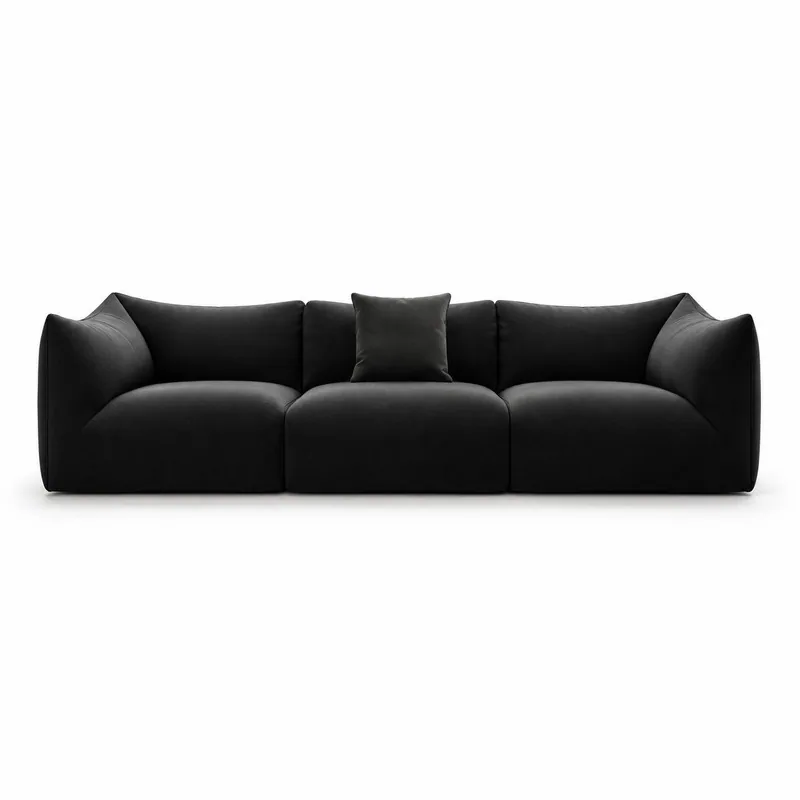 Black Folded Arm Modular Sofa, front product view