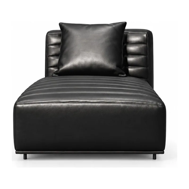Black Leather Chaise Lounge (), front product view