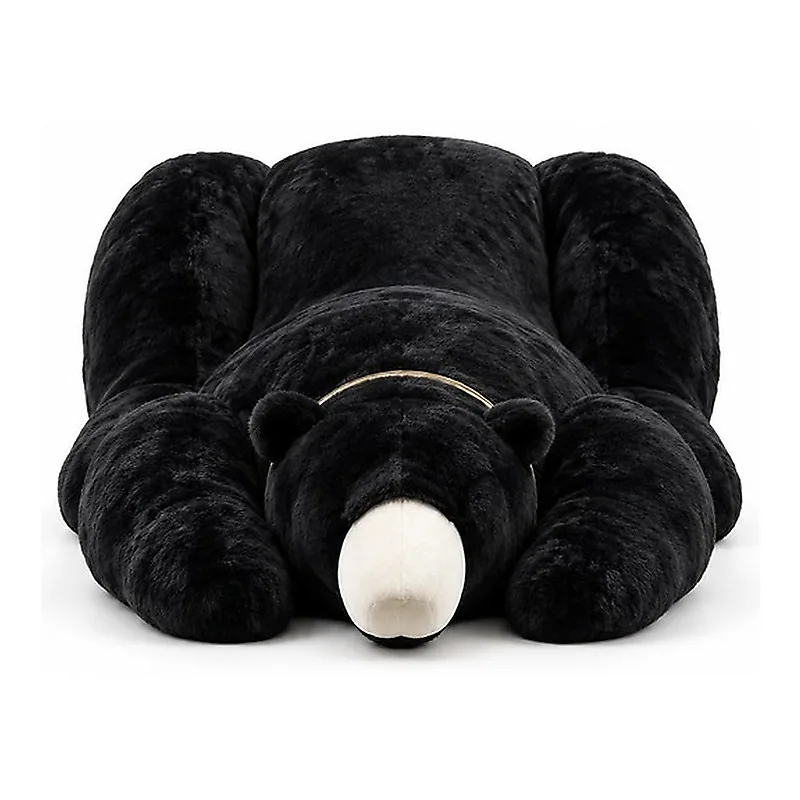 Black Plush Polar Bear Floor Lounger, front product view