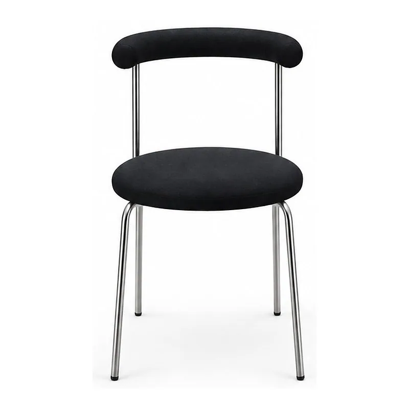 Black Round Seat Metal Back Chair, front product view