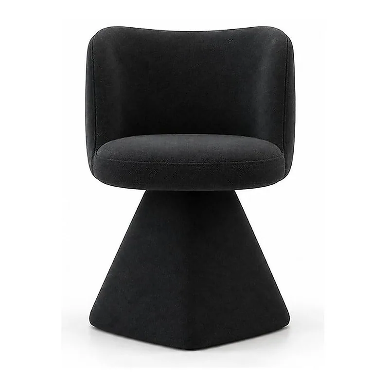Black Upholstered Swivel Vanity Stool, front product view