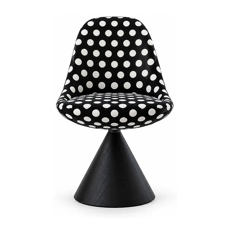 Black White Polka Dot Swivel Vanity Chair, front product view