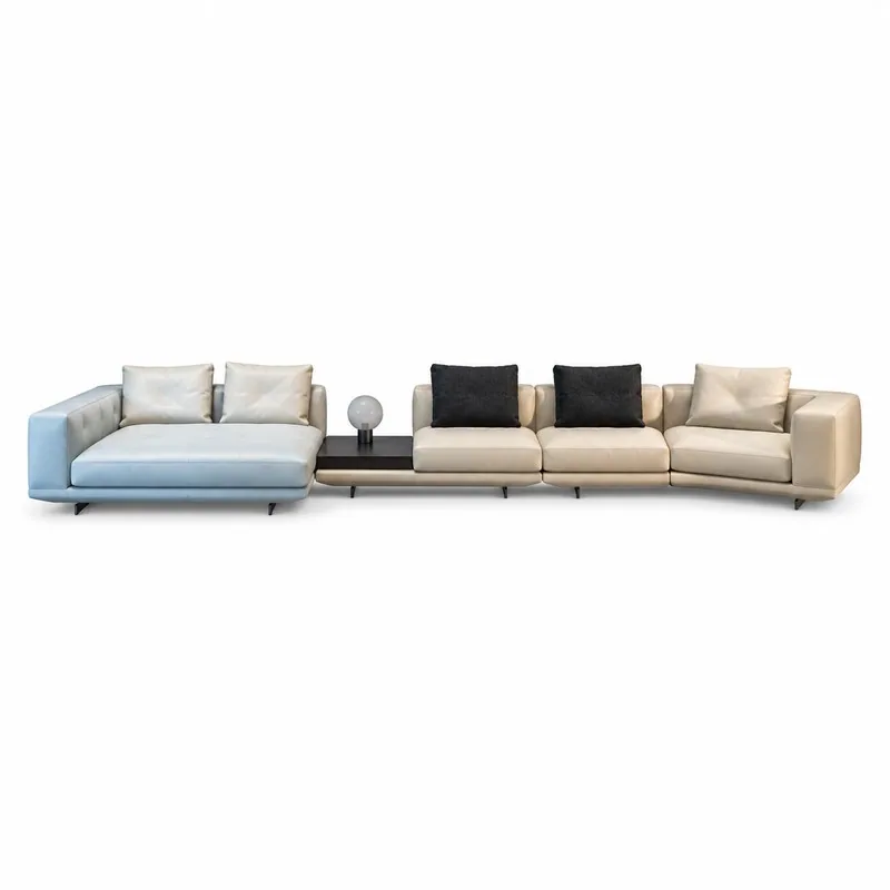 Blue and Beige Modular Sectional Sofa, front product view