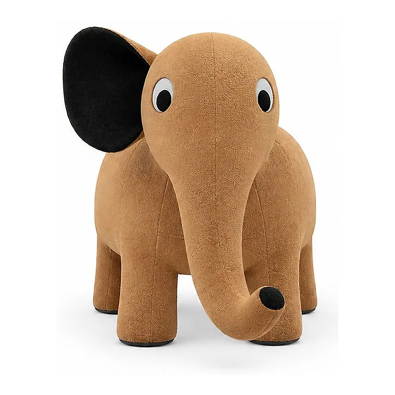 Brown Plush Elephant Stool, front product view