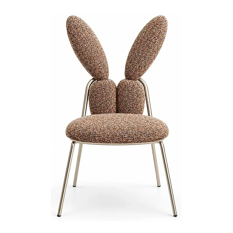 Brown Rabbit Ear Metal Frame Accent Chair, front product view