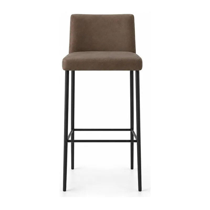Brown Upholstered Black Metal Frame Counter Stool (), front product view