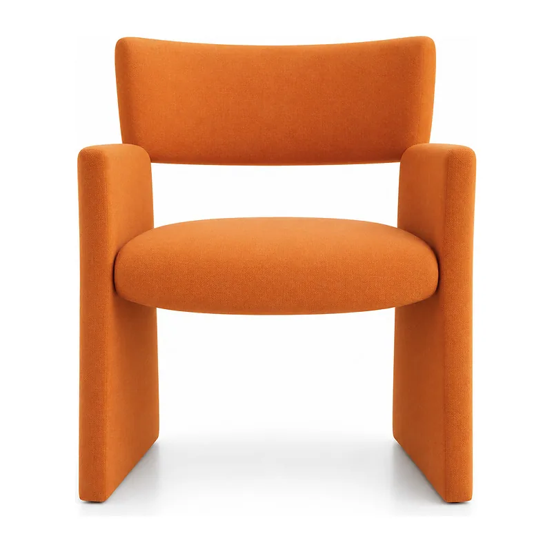 Burnt Orange Upholstered Slab-Side Accent Chair, front product view