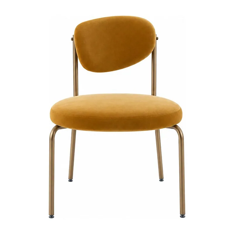 Camel Upholstered Champagne Metal Accent Chair, front product view