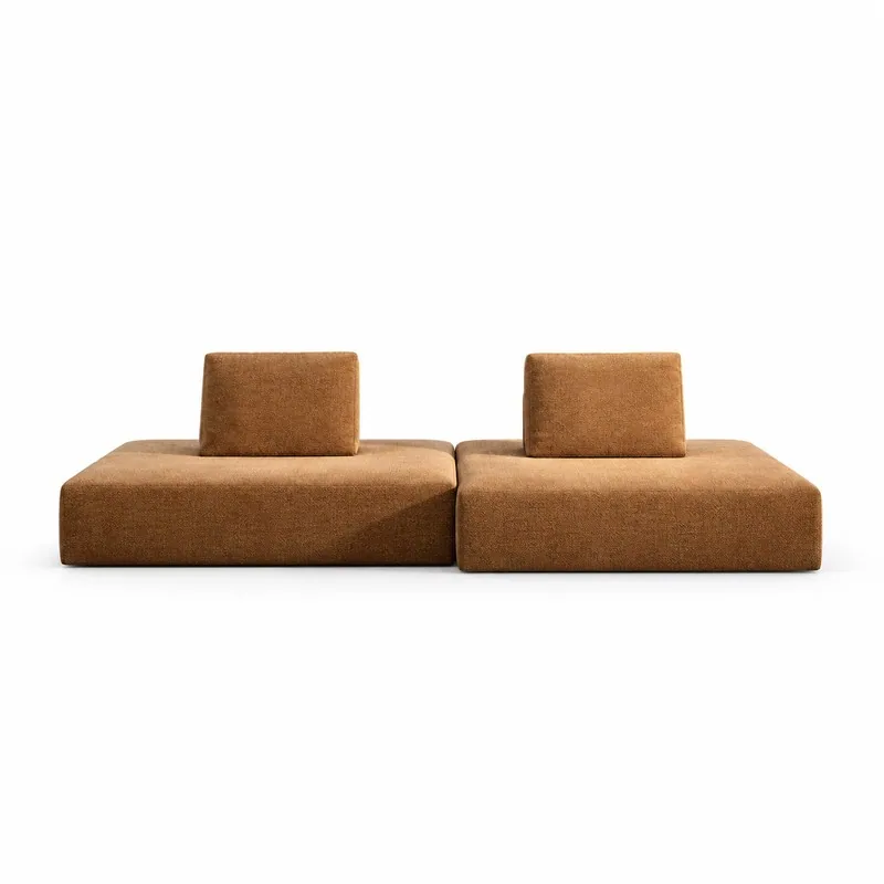 Caramel Brown Interlocking Two-Module Lounge Sofa, front product view