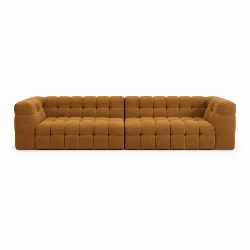Caramel Channel Tufted Sofa, front product view