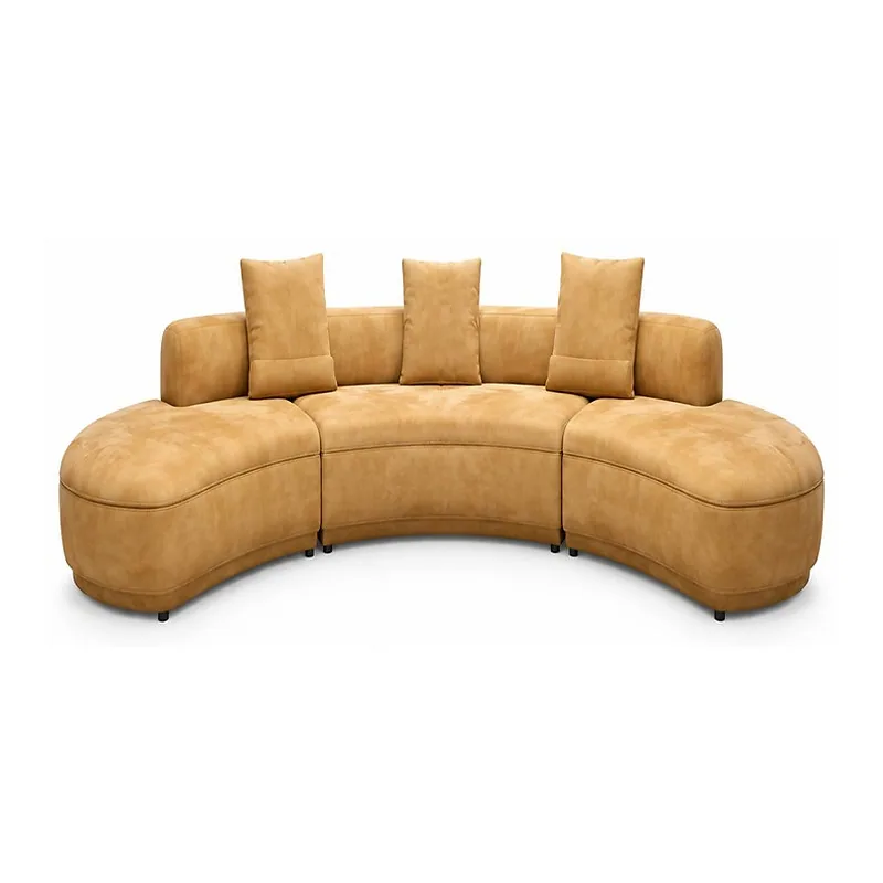 Caramel Double Rounded End Curved Sectional Sofa, front product view