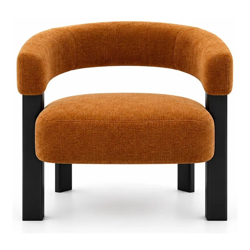 Caramel Fabric Black Leg Accent Chair, front product view