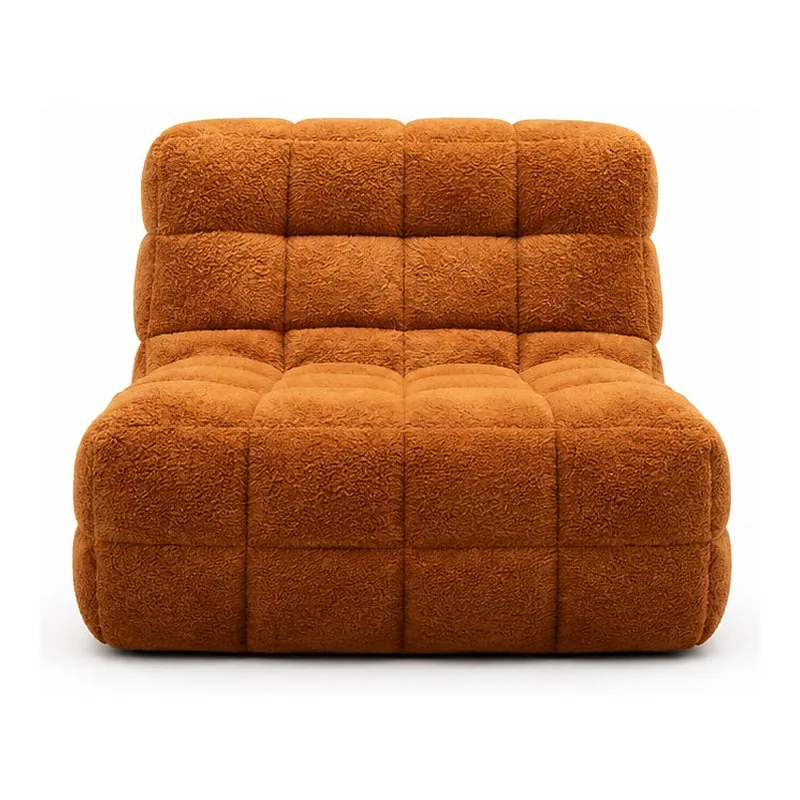 Caramel Quilted Armless Floor Lounge Chair, front product view