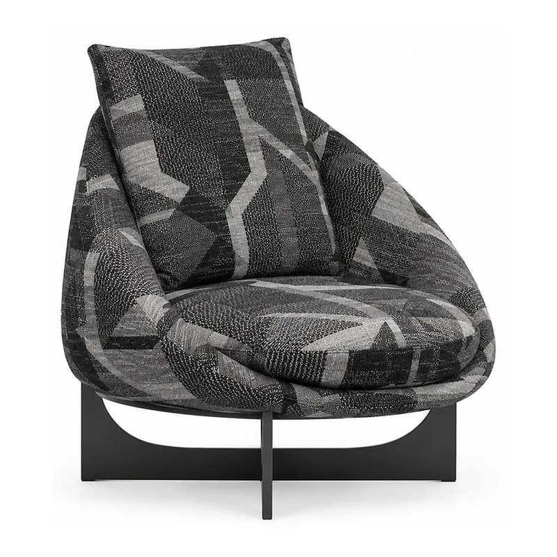 Charcoal Geometric-Pattern Armless Lounge Chair, front product view