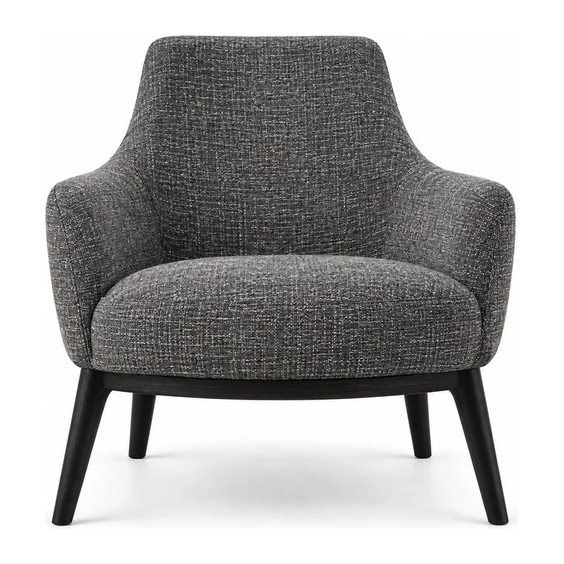 Charcoal Gray Woven Mid-Century Armchair, front product view