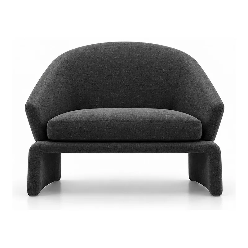 Charcoal Low-Reclining Upholstered Lounge Chair, front product view