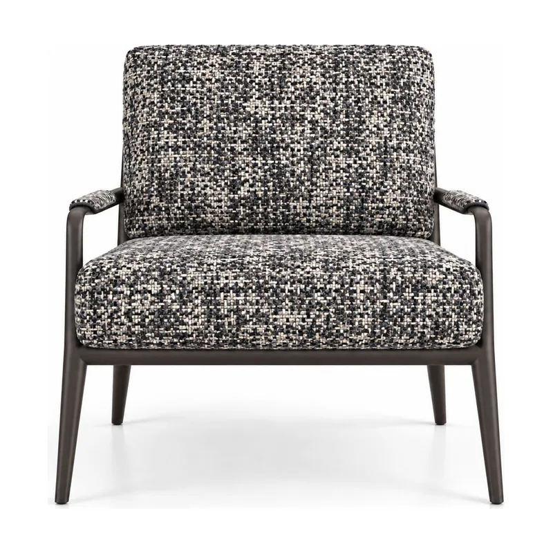 Charcoal Patterned Metal-Frame Accent Chair, front product view