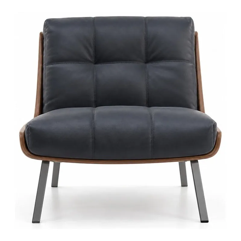 Charcoal Tufted Wood Shell Lounge Chair, front product view