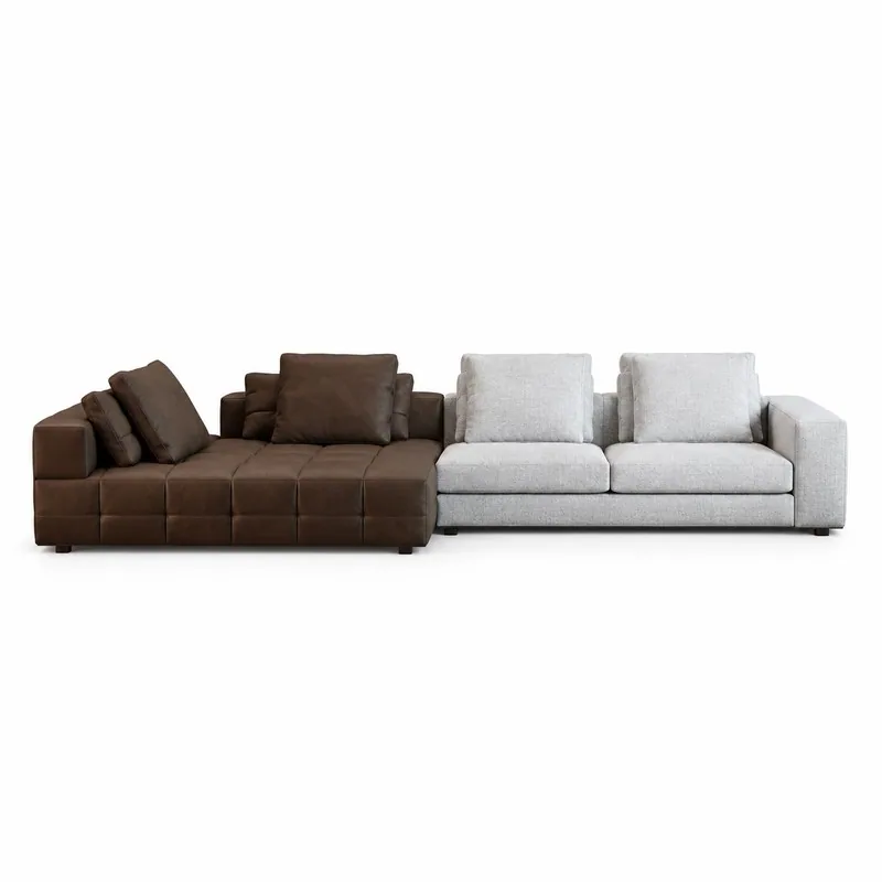 Chocolate Brown and Light Gray Two-Tone Modular Sofa, front product view