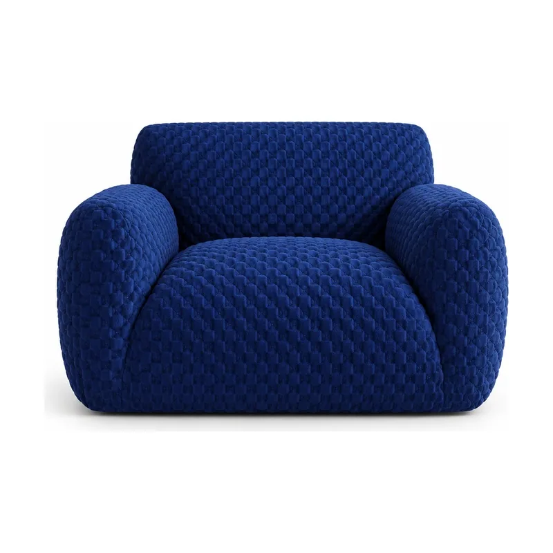 Cobalt Blue Quilted Club Chair, front product view
