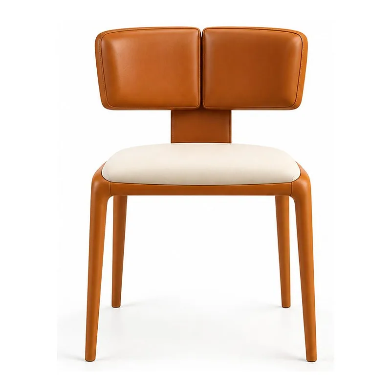 Cognac Split Back Ivory Seat Chair, front product view