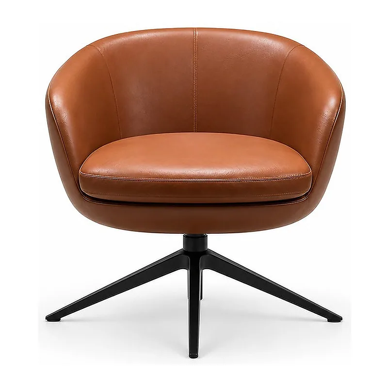 Cognac Swivel Lounge Chair, front product view