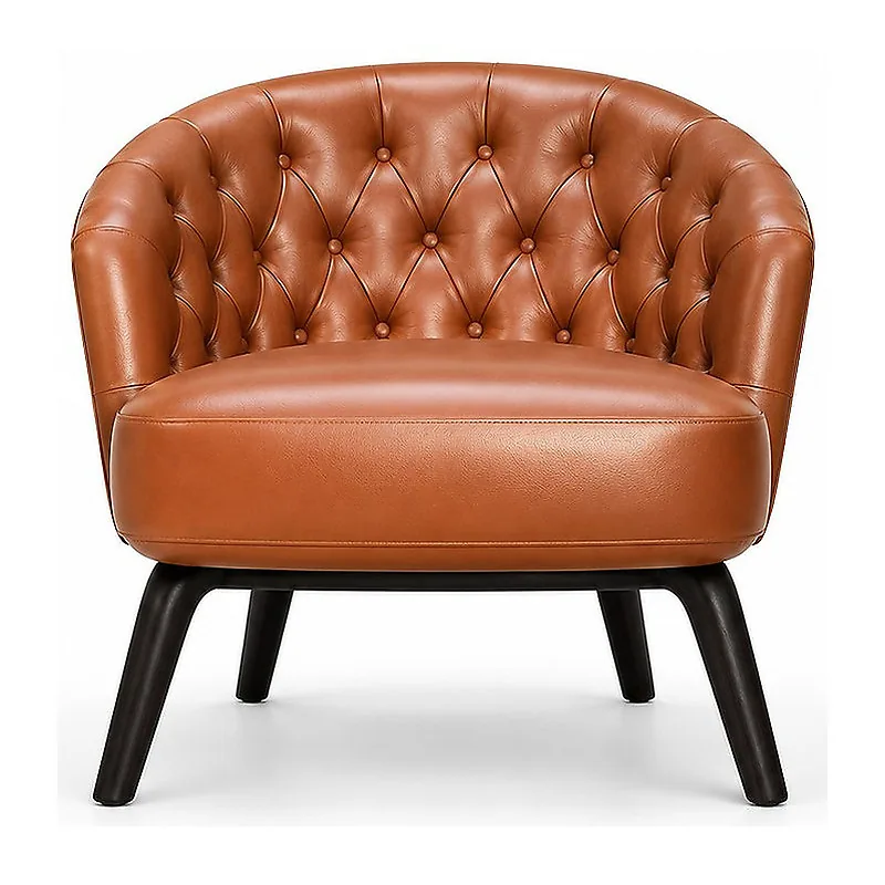 Cognac Tufted Tub Lounge Chair, front product view