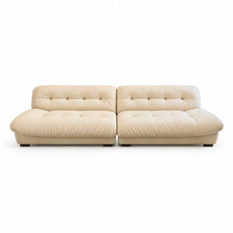 Cream Armless Two Module Sofa, front product view