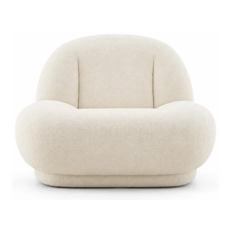 Dabai Ivory Low Rounded Lounge Chair, front product view