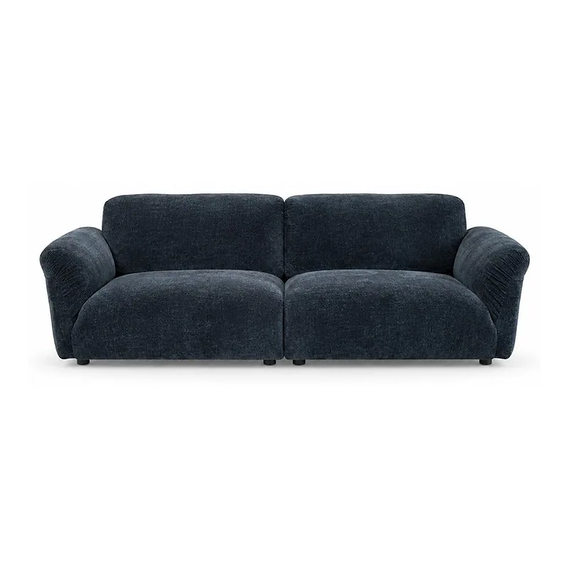Deep Blue Grey Rounded Arm Loveseat, front product view