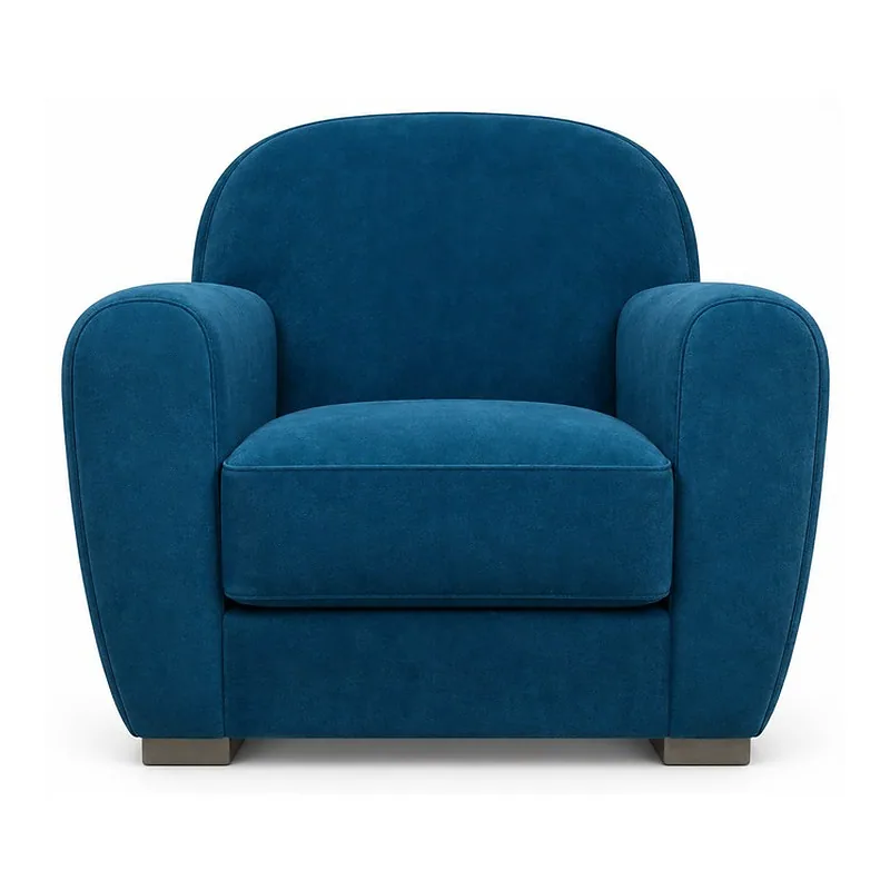 Deep Teal Blue Chunky Upholstered Armchair (), front product view