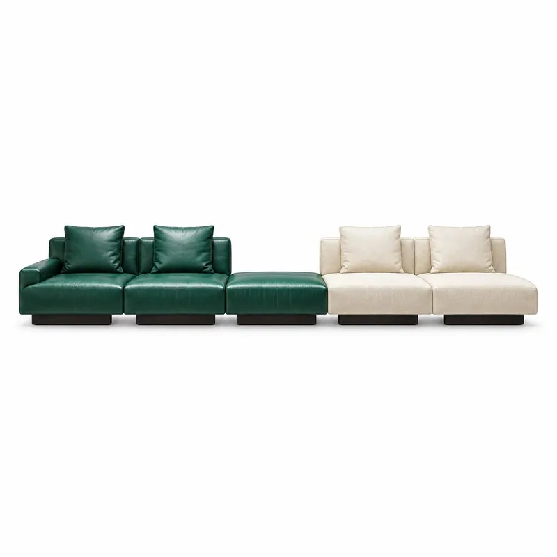 Emerald Green and Ivory Modular Sofa, front product view