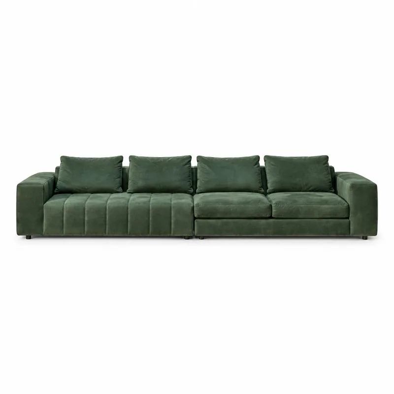 Forest Green Low-Back Modular Sofa, front product view