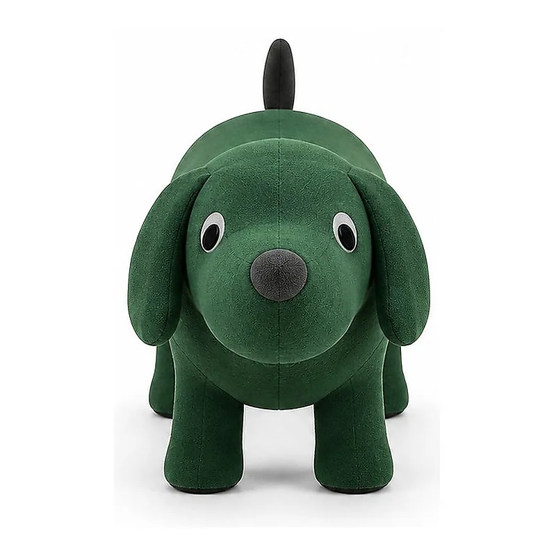 Forest Green Plush Dog Stool, front product view