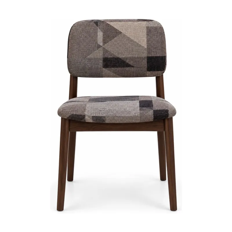 Geometric Patchwork Upholstered Wood Dining Chair, front product view