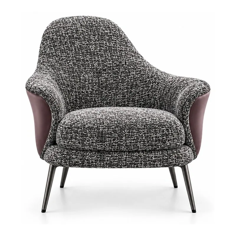 Gray Boucle Burgundy Shell Accent Chair, front product view