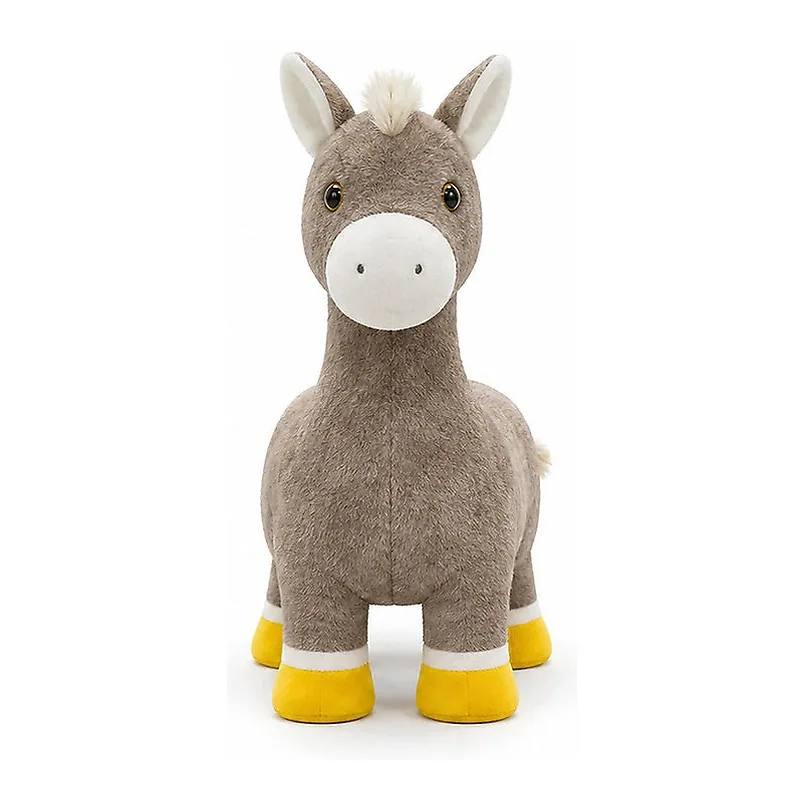 Gray Brown Plush Donkey Stool, front product view